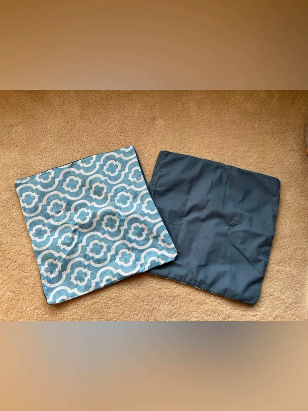 NEW Set of 2 Blue & White Trellis Tapestry Pillow Covers - 18”x18” - Covers Only